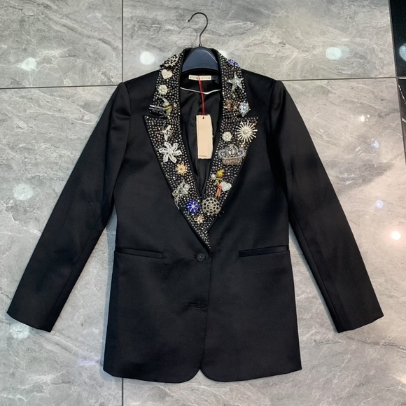 Alice + Olivia Elna Crystal-Embellished Long Blazer - Picture 8 of 10